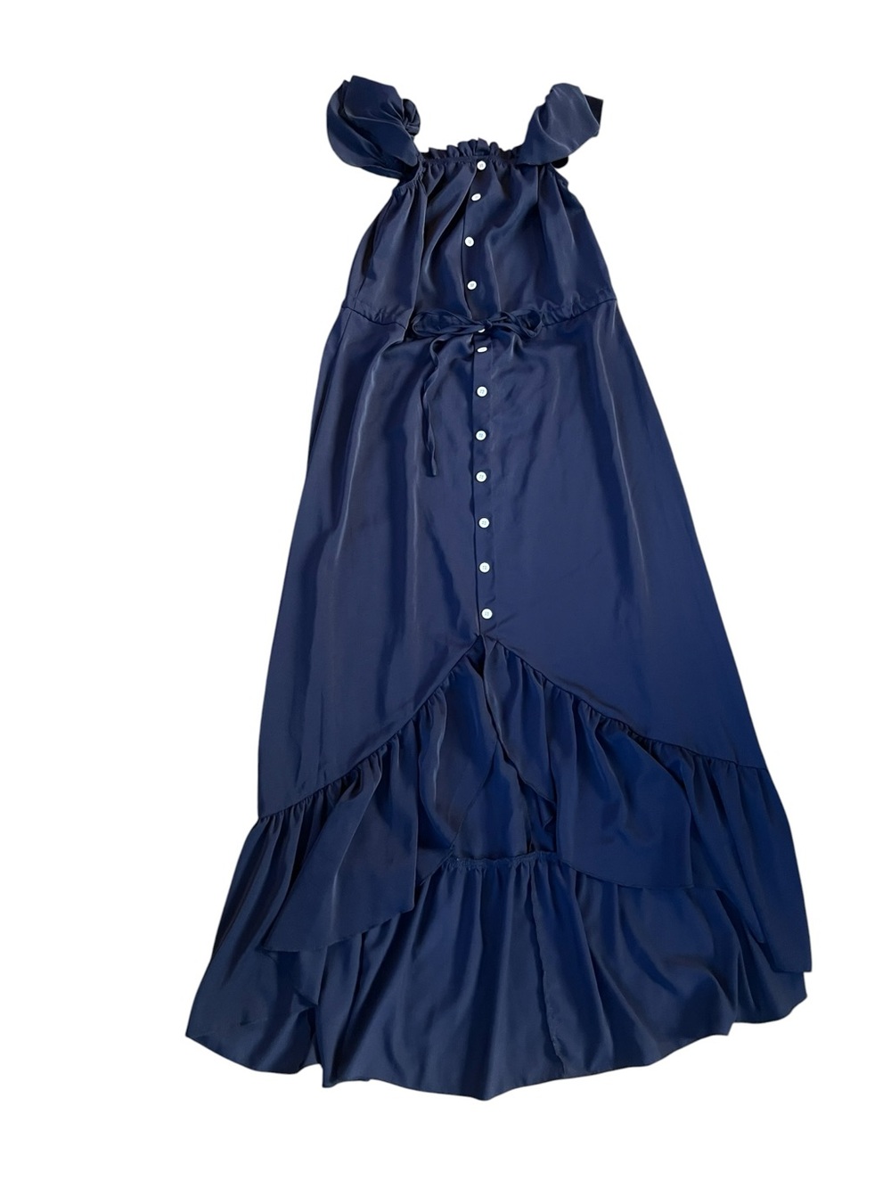 Stunning Navy Blue Maxi Dress with Ruffle Hem